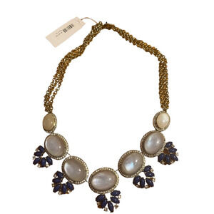 Lydell NYC - Statement Necklace Blue and Rhinestones 20-22”